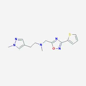 molecular formula C14H17N5OS B4930427 N-methyl-2-(1-methyl-1H-pyrazol-4-yl)-N-{[3-(2-thienyl)-1,2,4-oxadiazol-5-yl]methyl}ethanamine 