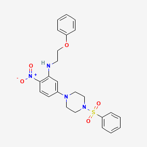 molecular formula C24H26N4O5S B4930435 2-nitro-N-(2-phenoxyethyl)-5-[4-(phenylsulfonyl)-1-piperazinyl]aniline 