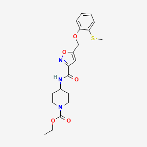 molecular formula C20H25N3O5S B4930439 ethyl 4-{[(5-{[2-(methylthio)phenoxy]methyl}-3-isoxazolyl)carbonyl]amino}-1-piperidinecarboxylate 