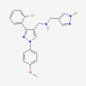 molecular formula C22H22ClN5O B4930442 1-[3-(2-chlorophenyl)-1-(4-methoxyphenyl)-1H-pyrazol-4-yl]-N-[(1-methyl-1H-pyrazol-4-yl)methyl]methanamine 