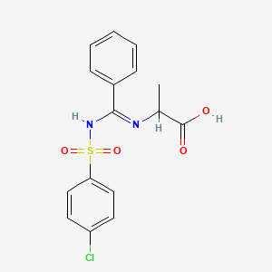 molecular formula C16H15ClN2O4S B4930461 N-[{[(4-chlorophenyl)sulfonyl]imino}(phenyl)methyl]alanine 