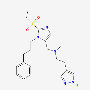 molecular formula C21H29N5O2S B4930463 N-{[2-(ethylsulfonyl)-1-(3-phenylpropyl)-1H-imidazol-5-yl]methyl}-N-methyl-2-(1H-pyrazol-4-yl)ethanamine 
