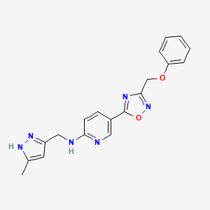 molecular formula C19H18N6O2 B4930478 N-[(3-methyl-1H-pyrazol-5-yl)methyl]-5-[3-(phenoxymethyl)-1,2,4-oxadiazol-5-yl]-2-pyridinamine 