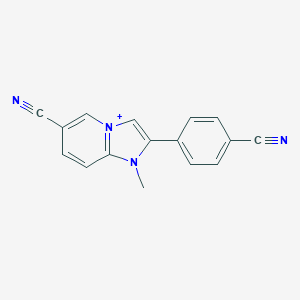 molecular formula C16H11N4+ B493048 6-Cyano-2-(4-cyanophenyl)-1-methylimidazo[1,2-a]pyridin-1-ium 