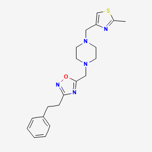 molecular formula C20H25N5OS B4930483 1-[(2-methyl-1,3-thiazol-4-yl)methyl]-4-{[3-(2-phenylethyl)-1,2,4-oxadiazol-5-yl]methyl}piperazine 