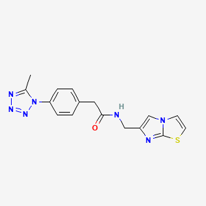 N-(imidazo[2,1-b][1,3]thiazol-6-ylmethyl)-2-[4-(5-methyl-1H-tetrazol-1-yl)phenyl]acetamide