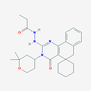N'-[3-(2,2-dimethyltetrahydro-2H-pyran-4-yl)-4-oxo-4,6-dihydro-3H-spiro[benzo[h]quinazoline-5,1'-cyclohexan]-2-yl]propanohydrazide