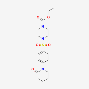molecular formula C18H25N3O5S B4930575 ethyl 4-{[4-(2-oxo-1-piperidinyl)phenyl]sulfonyl}-1-piperazinecarboxylate 