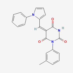 molecular formula C22H17N3O3 B4930692 1-(3-methylphenyl)-5-[(1-phenyl-1H-pyrrol-2-yl)methylene]-2,4,6(1H,3H,5H)-pyrimidinetrione 