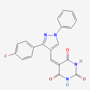 B4930713 5-{[3-(4-fluorophenyl)-1-phenyl-1H-pyrazol-4-yl]methylene}-2,4,6(1H,3H,5H)-pyrimidinetrione CAS No. 5573-46-6