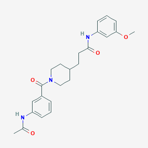 molecular formula C24H29N3O4 B4930715 3-{1-[3-(acetylamino)benzoyl]-4-piperidinyl}-N-(3-methoxyphenyl)propanamide 