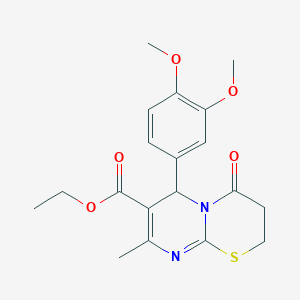molecular formula C19H22N2O5S B4930730 ethyl 6-(3,4-dimethoxyphenyl)-8-methyl-4-oxo-3,4-dihydro-2H,6H-pyrimido[2,1-b][1,3]thiazine-7-carboxylate 