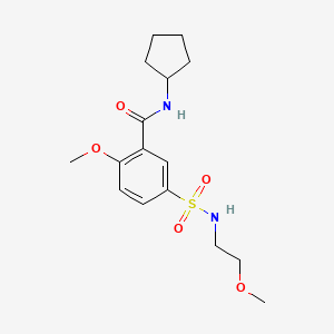 molecular formula C16H24N2O5S B4930737 N-cyclopentyl-2-methoxy-5-{[(2-methoxyethyl)amino]sulfonyl}benzamide 
