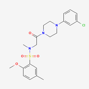 molecular formula C21H26ClN3O4S B4930747 N-{2-[4-(3-chlorophenyl)-1-piperazinyl]-2-oxoethyl}-2-methoxy-N,5-dimethylbenzenesulfonamide 