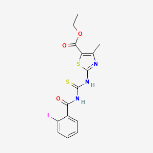 molecular formula C15H14IN3O3S2 B4930762 ethyl 2-({[(2-iodobenzoyl)amino]carbonothioyl}amino)-4-methyl-1,3-thiazole-5-carboxylate 