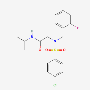 molecular formula C18H20ClFN2O3S B4930786 N~2~-[(4-chlorophenyl)sulfonyl]-N~2~-(2-fluorobenzyl)-N~1~-isopropylglycinamide 