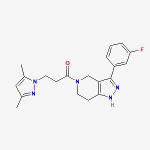molecular formula C20H22FN5O B4930790 5-[3-(3,5-dimethyl-1H-pyrazol-1-yl)propanoyl]-3-(3-fluorophenyl)-4,5,6,7-tetrahydro-1H-pyrazolo[4,3-c]pyridine 