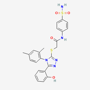 molecular formula C24H23N5O4S2 B4930801 N-[4-(aminosulfonyl)phenyl]-2-{[4-(2,4-dimethylphenyl)-5-(2-hydroxyphenyl)-4H-1,2,4-triazol-3-yl]thio}acetamide 