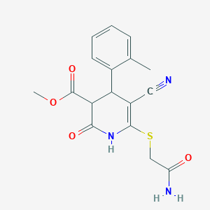 molecular formula C17H17N3O4S B4930869 methyl 6-[(2-amino-2-oxoethyl)thio]-5-cyano-4-(2-methylphenyl)-2-oxo-1,2,3,4-tetrahydro-3-pyridinecarboxylate 