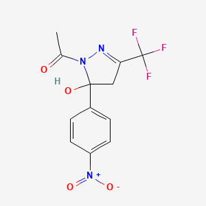 molecular formula C12H10F3N3O4 B4930891 1-acetyl-5-(4-nitrophenyl)-3-(trifluoromethyl)-4,5-dihydro-1H-pyrazol-5-ol 
