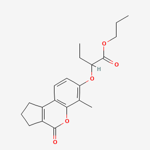 molecular formula C20H24O5 B4930893 propyl 2-[(6-methyl-4-oxo-1,2,3,4-tetrahydrocyclopenta[c]chromen-7-yl)oxy]butanoate 