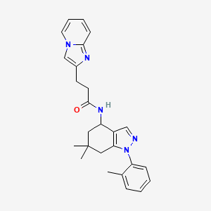 N-[6,6-dimethyl-1-(2-methylphenyl)-4,5,6,7-tetrahydro-1H-indazol-4-yl]-3-imidazo[1,2-a]pyridin-2-ylpropanamide
