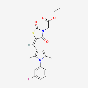 molecular formula C20H19FN2O4S B4931002 ethyl (5-{[1-(3-fluorophenyl)-2,5-dimethyl-1H-pyrrol-3-yl]methylene}-2,4-dioxo-1,3-thiazolidin-3-yl)acetate 