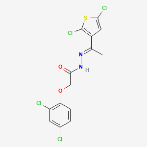 molecular formula C14H10Cl4N2O2S B4931029 2-(2,4-dichlorophenoxy)-N'-[1-(2,5-dichloro-3-thienyl)ethylidene]acetohydrazide 