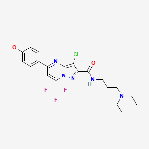 molecular formula C22H25ClF3N5O2 B4931036 3-chloro-N-[3-(diethylamino)propyl]-5-(4-methoxyphenyl)-7-(trifluoromethyl)pyrazolo[1,5-a]pyrimidine-2-carboxamide 
