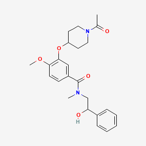 molecular formula C24H30N2O5 B4931076 3-[(1-acetyl-4-piperidinyl)oxy]-N-(2-hydroxy-2-phenylethyl)-4-methoxy-N-methylbenzamide 
