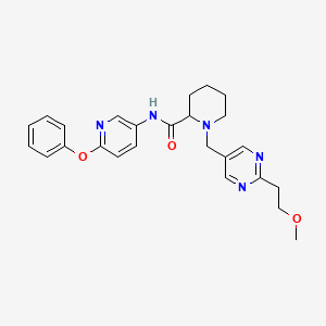 molecular formula C25H29N5O3 B4931099 1-{[2-(2-methoxyethyl)-5-pyrimidinyl]methyl}-N-(6-phenoxy-3-pyridinyl)-2-piperidinecarboxamide 