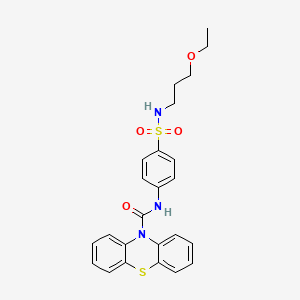 molecular formula C24H25N3O4S2 B4931111 N-(4-{[(3-ethoxypropyl)amino]sulfonyl}phenyl)-10H-phenothiazine-10-carboxamide 