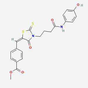 molecular formula C22H20N2O5S2 B4931156 methyl 4-[(3-{4-[(4-hydroxyphenyl)amino]-4-oxobutyl}-4-oxo-2-thioxo-1,3-thiazolidin-5-ylidene)methyl]benzoate 