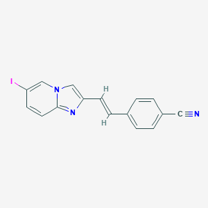 molecular formula C16H10IN3 B493121 4-[2-(6-Iodoimidazo[1,2-a]pyridin-2-yl)vinyl]benzonitrile 