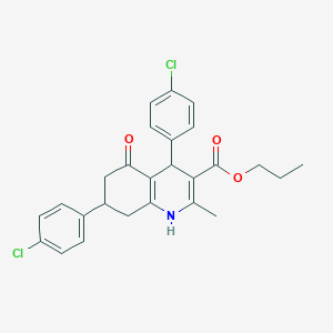 molecular formula C26H25Cl2NO3 B4931223 propyl 4,7-bis(4-chlorophenyl)-2-methyl-5-oxo-1,4,5,6,7,8-hexahydro-3-quinolinecarboxylate 