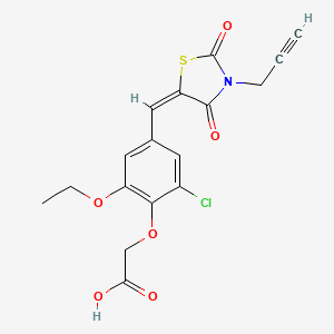 molecular formula C17H14ClNO6S B4931242 (2-chloro-4-{[2,4-dioxo-3-(2-propyn-1-yl)-1,3-thiazolidin-5-ylidene]methyl}-6-ethoxyphenoxy)acetic acid 