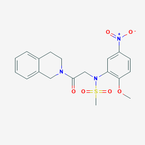 molecular formula C19H21N3O6S B4931292 N-[2-(3,4-dihydro-2(1H)-isoquinolinyl)-2-oxoethyl]-N-(2-methoxy-5-nitrophenyl)methanesulfonamide 
