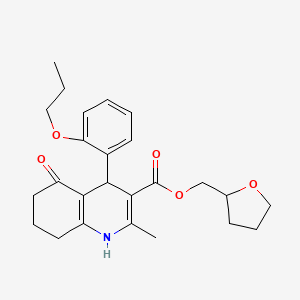 molecular formula C25H31NO5 B4931312 tetrahydro-2-furanylmethyl 2-methyl-5-oxo-4-(2-propoxyphenyl)-1,4,5,6,7,8-hexahydro-3-quinolinecarboxylate 