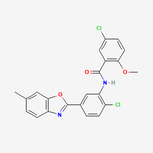 5-chloro-N-[2-chloro-5-(6-methyl-1,3-benzoxazol-2-yl)phenyl]-2-methoxybenzamide