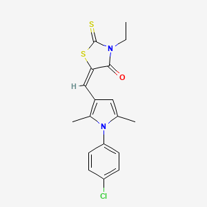molecular formula C18H17ClN2OS2 B4931348 5-{[1-(4-chlorophenyl)-2,5-dimethyl-1H-pyrrol-3-yl]methylene}-3-ethyl-2-thioxo-1,3-thiazolidin-4-one 