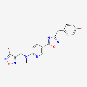 molecular formula C19H17FN6O2 B4931362 5-[3-(4-fluorobenzyl)-1,2,4-oxadiazol-5-yl]-N-methyl-N-[(4-methyl-1,2,5-oxadiazol-3-yl)methyl]-2-pyridinamine 