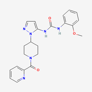 molecular formula C22H24N6O3 B4931401 N-(2-methoxyphenyl)-N'-{1-[1-(2-pyridinylcarbonyl)-4-piperidinyl]-1H-pyrazol-5-yl}urea 