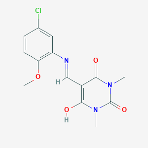 molecular formula C14H14ClN3O4 B4931407 5-{[(5-chloro-2-methoxyphenyl)amino]methylene}-1,3-dimethyl-2,4,6(1H,3H,5H)-pyrimidinetrione 