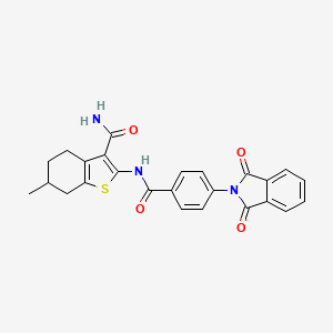 molecular formula C25H21N3O4S B4931446 2-{[4-(1,3-dioxo-1,3-dihydro-2H-isoindol-2-yl)benzoyl]amino}-6-methyl-4,5,6,7-tetrahydro-1-benzothiophene-3-carboxamide 