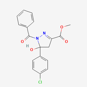 molecular formula C18H15ClN2O4 B4931484 methyl 1-benzoyl-5-(4-chlorophenyl)-5-hydroxy-4,5-dihydro-1H-pyrazole-3-carboxylate 