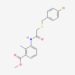 molecular formula C18H18BrNO3S B4931489 methyl 3-({[(4-bromobenzyl)thio]acetyl}amino)-2-methylbenzoate 