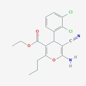 molecular formula C18H18Cl2N2O3 B4931601 ethyl 6-amino-5-cyano-4-(2,3-dichlorophenyl)-2-propyl-4H-pyran-3-carboxylate 