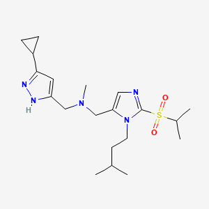 molecular formula C20H33N5O2S B4931649 1-(5-cyclopropyl-1H-pyrazol-3-yl)-N-{[2-(isopropylsulfonyl)-1-(3-methylbutyl)-1H-imidazol-5-yl]methyl}-N-methylmethanamine 