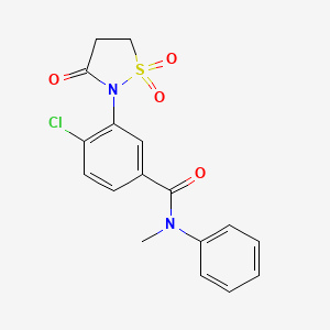 molecular formula C17H15ClN2O4S B4931666 4-chloro-3-(1,1-dioxido-3-oxo-2-isothiazolidinyl)-N-methyl-N-phenylbenzamide 