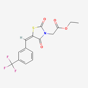 ethyl 2-[(5E)-2,4-dioxo-5-[[3-(trifluoromethyl)phenyl]methylidene]-1,3-thiazolidin-3-yl]acetate